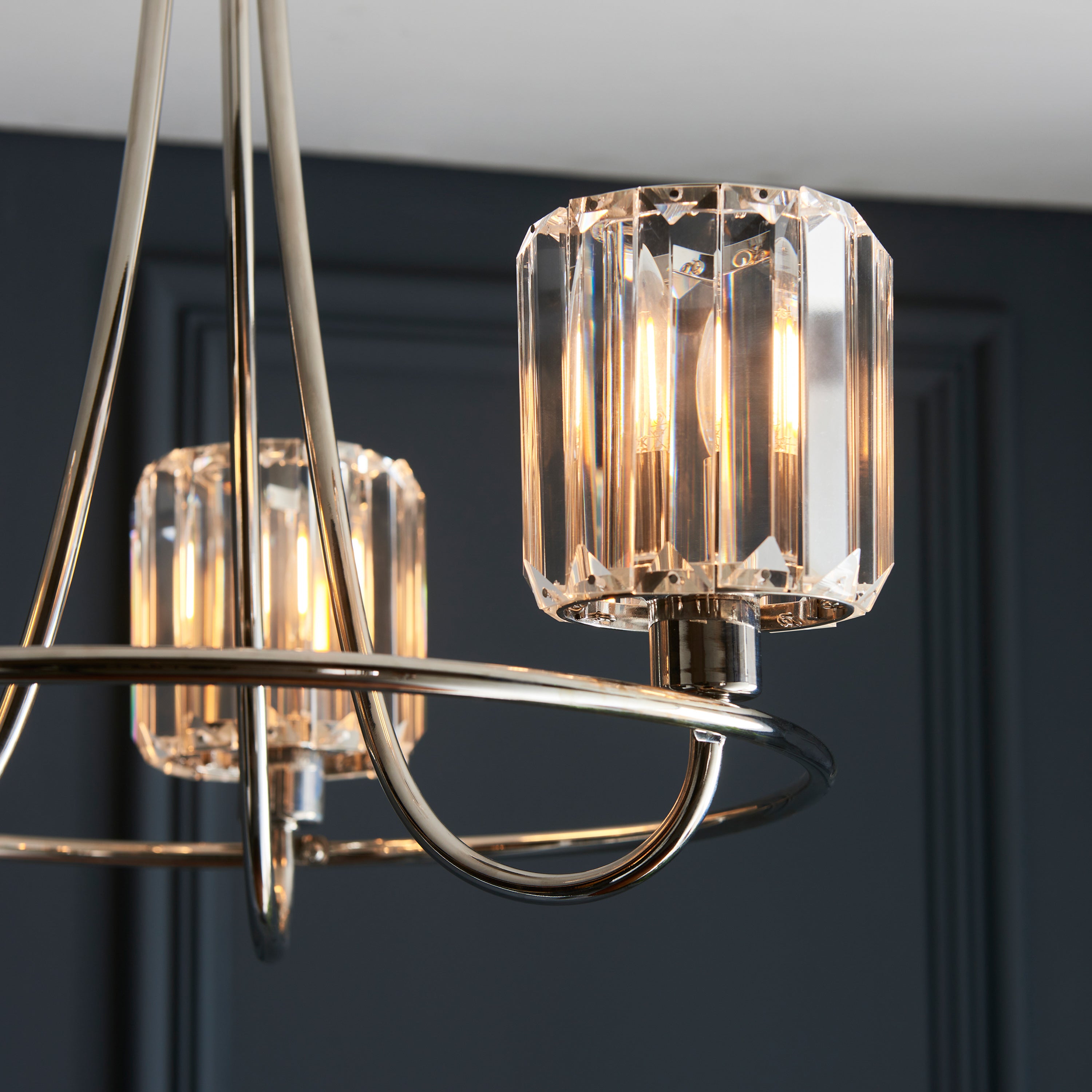 Denton Chrome & Faceted Glass Ceiling Light